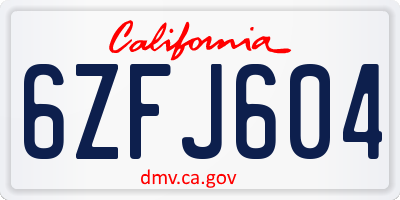 CA license plate 6ZFJ604