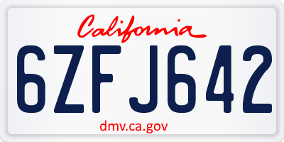 CA license plate 6ZFJ642