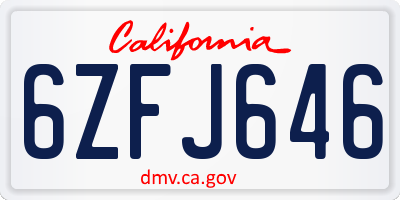 CA license plate 6ZFJ646