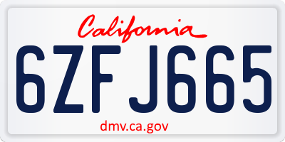 CA license plate 6ZFJ665