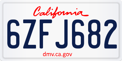 CA license plate 6ZFJ682