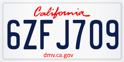 CA license plate 6ZFJ709