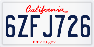 CA license plate 6ZFJ726