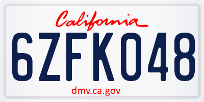 CA license plate 6ZFK048