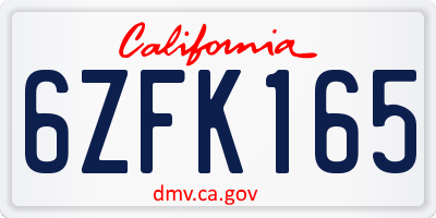 CA license plate 6ZFK165