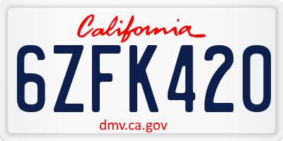 CA license plate 6ZFK420