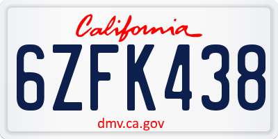 CA license plate 6ZFK438