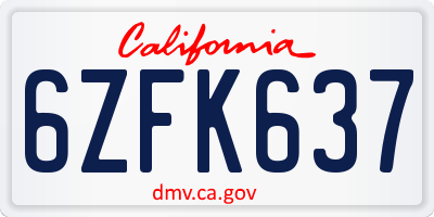CA license plate 6ZFK637