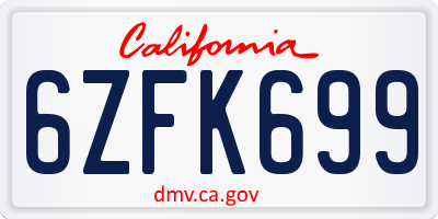 CA license plate 6ZFK699
