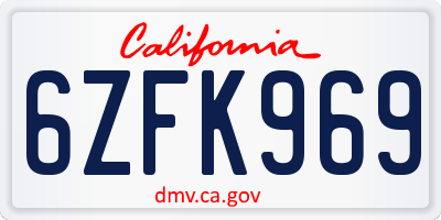 CA license plate 6ZFK969