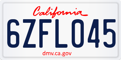 CA license plate 6ZFL045