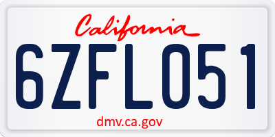 CA license plate 6ZFL051