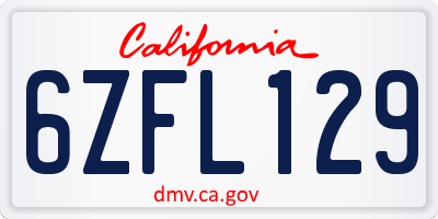 CA license plate 6ZFL129