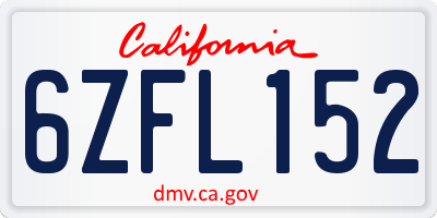 CA license plate 6ZFL152
