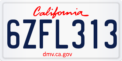 CA license plate 6ZFL313
