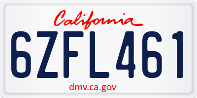 CA license plate 6ZFL461