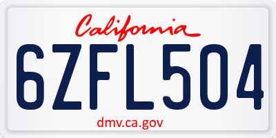 CA license plate 6ZFL504