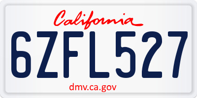 CA license plate 6ZFL527