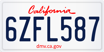 CA license plate 6ZFL587