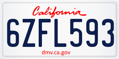 CA license plate 6ZFL593