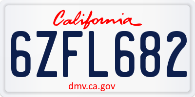 CA license plate 6ZFL682