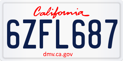 CA license plate 6ZFL687