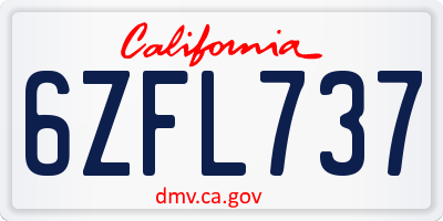 CA license plate 6ZFL737