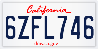 CA license plate 6ZFL746