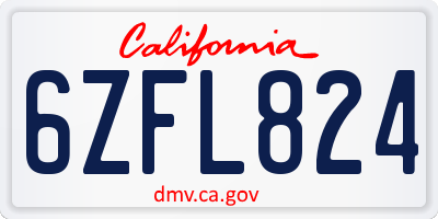 CA license plate 6ZFL824