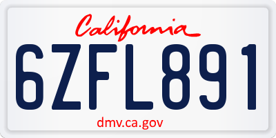 CA license plate 6ZFL891