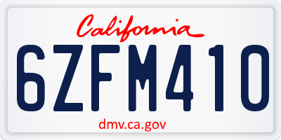 CA license plate 6ZFM410