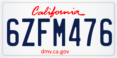 CA license plate 6ZFM476