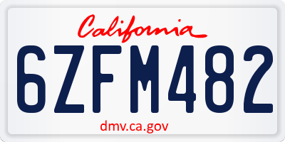 CA license plate 6ZFM482
