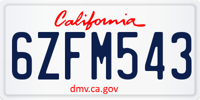 CA license plate 6ZFM543