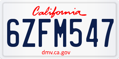 CA license plate 6ZFM547