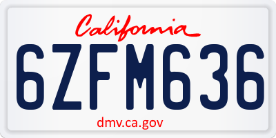 CA license plate 6ZFM636