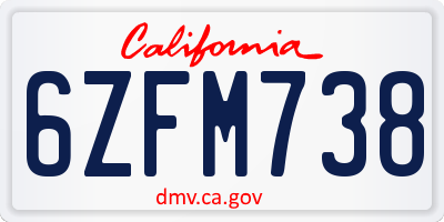 CA license plate 6ZFM738