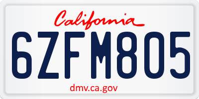 CA license plate 6ZFM805