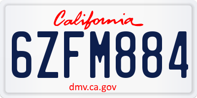CA license plate 6ZFM884