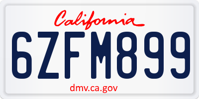 CA license plate 6ZFM899