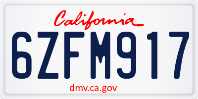 CA license plate 6ZFM917