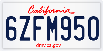 CA license plate 6ZFM950