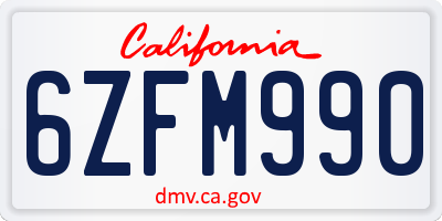 CA license plate 6ZFM990