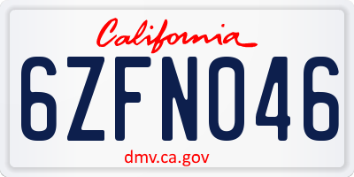 CA license plate 6ZFN046