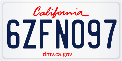 CA license plate 6ZFN097