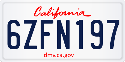 CA license plate 6ZFN197