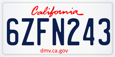 CA license plate 6ZFN243