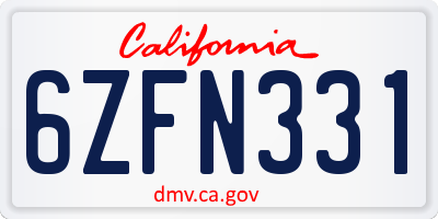 CA license plate 6ZFN331