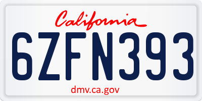 CA license plate 6ZFN393