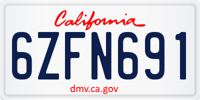 CA license plate 6ZFN691